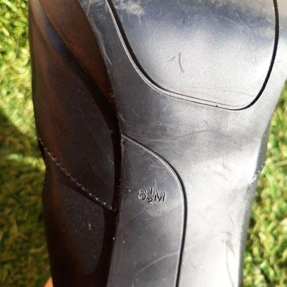 Nine West ADDERLEY Black Leather Stiletto Ankle Booties Teardrop Cutout Sz 8.5 - Picture 4 of 10